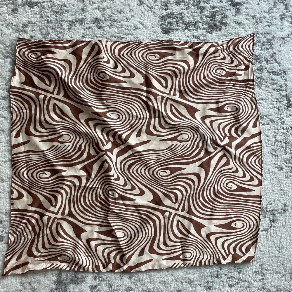 Brown and Cream Abstract Pattern Scarf